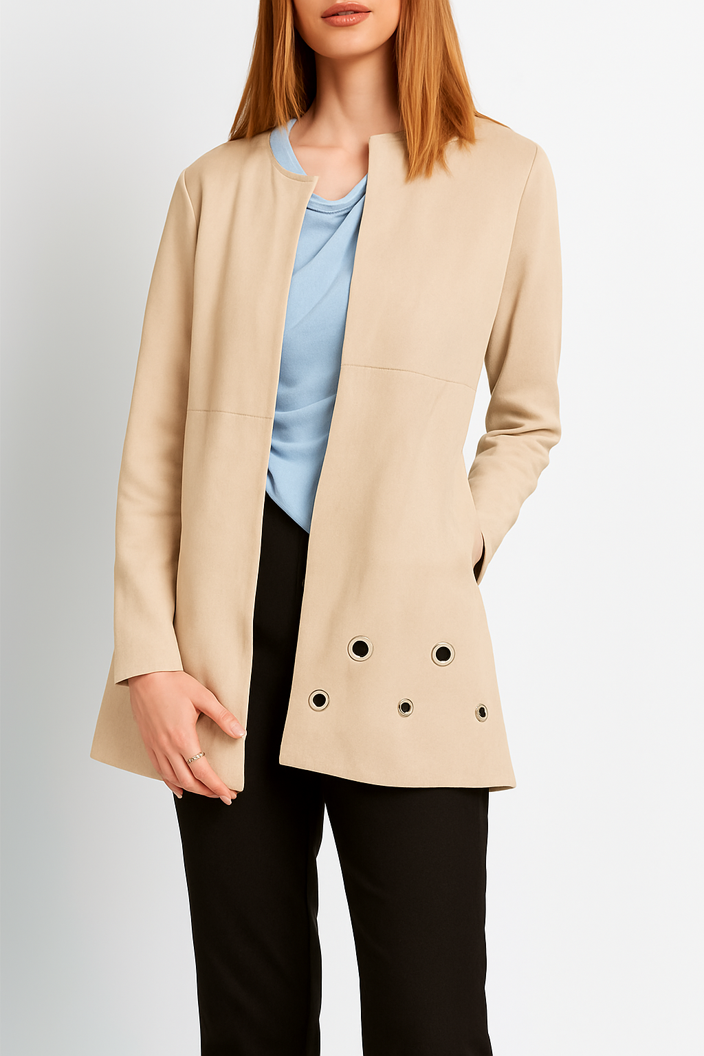 Chaqueta gamuza ojetillos