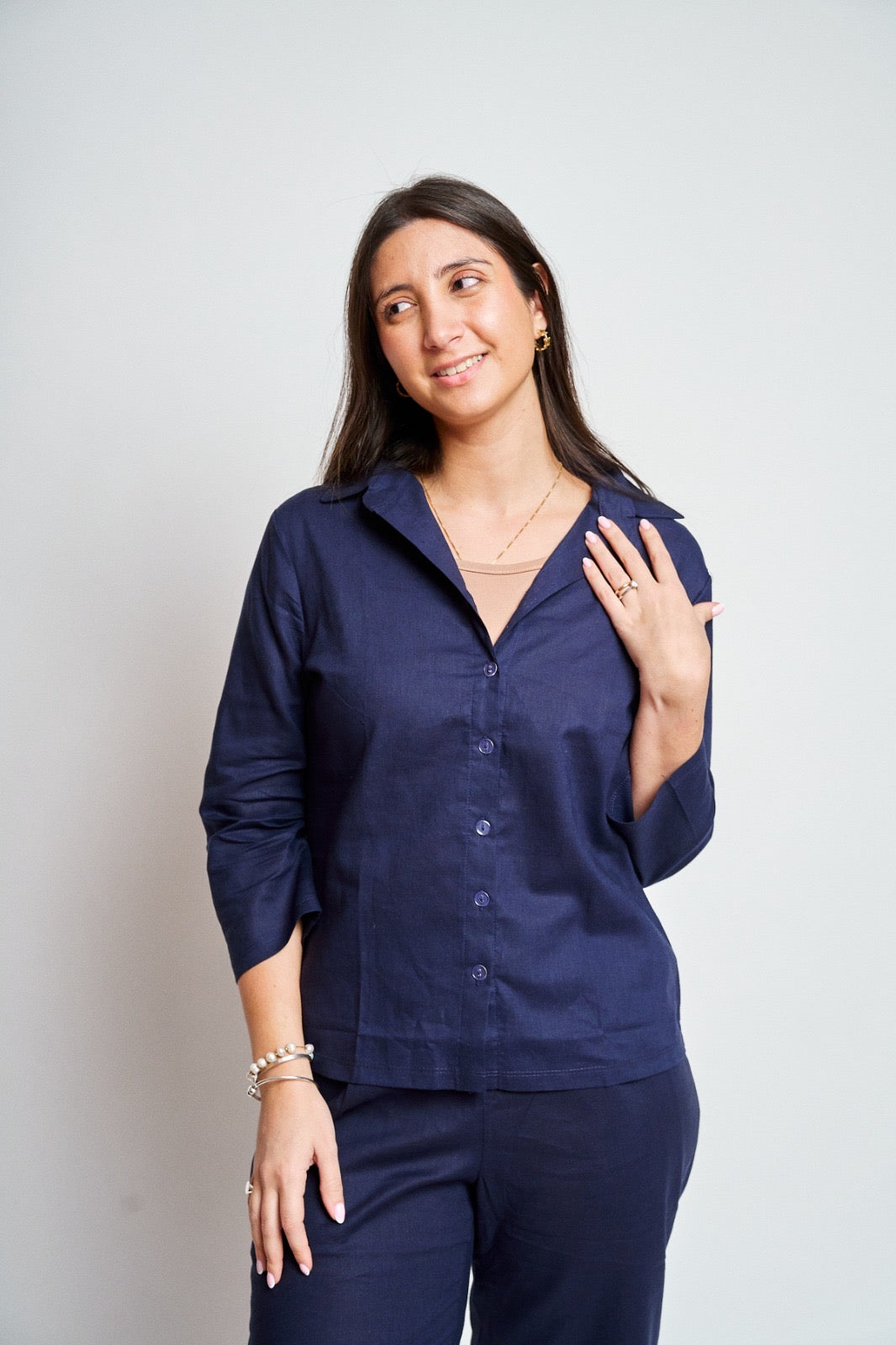 Blusa Lino entallada manga 3/4