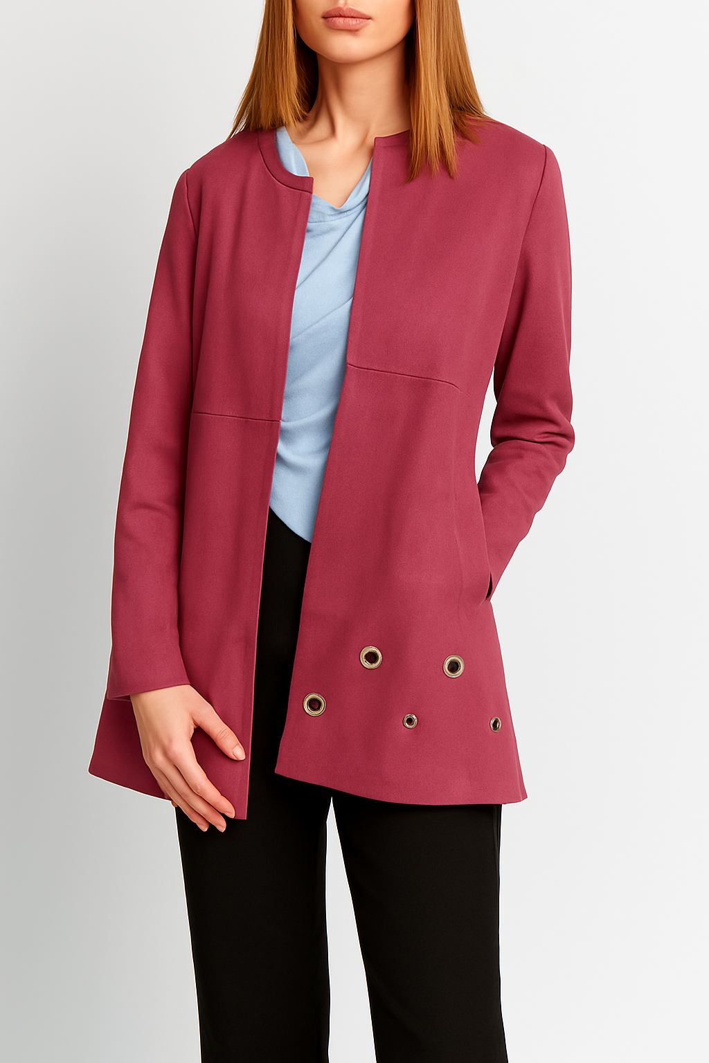 Chaqueta gamuza ojetillos