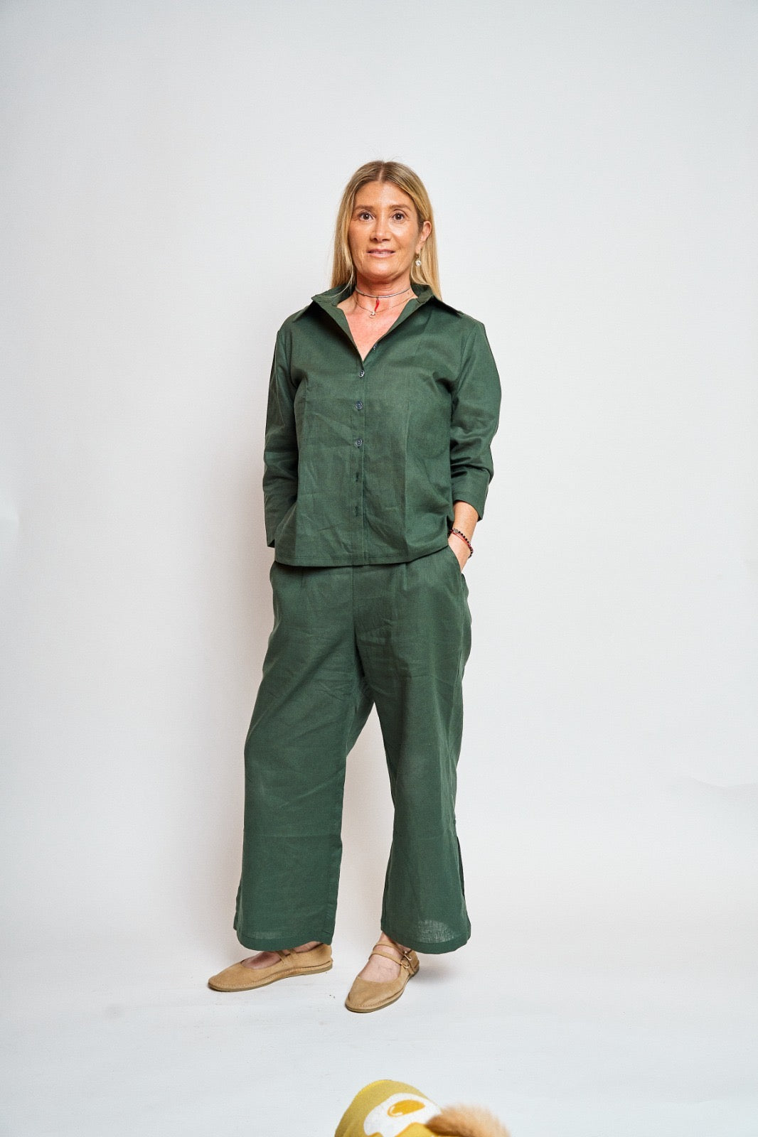 Blusa Lino entallada manga 3/4