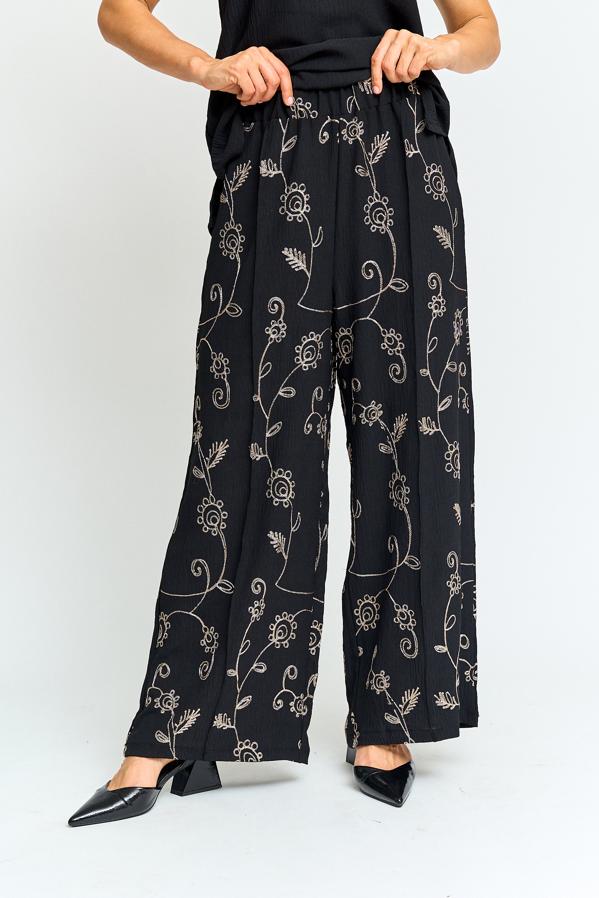 Pantalon palazo bordado