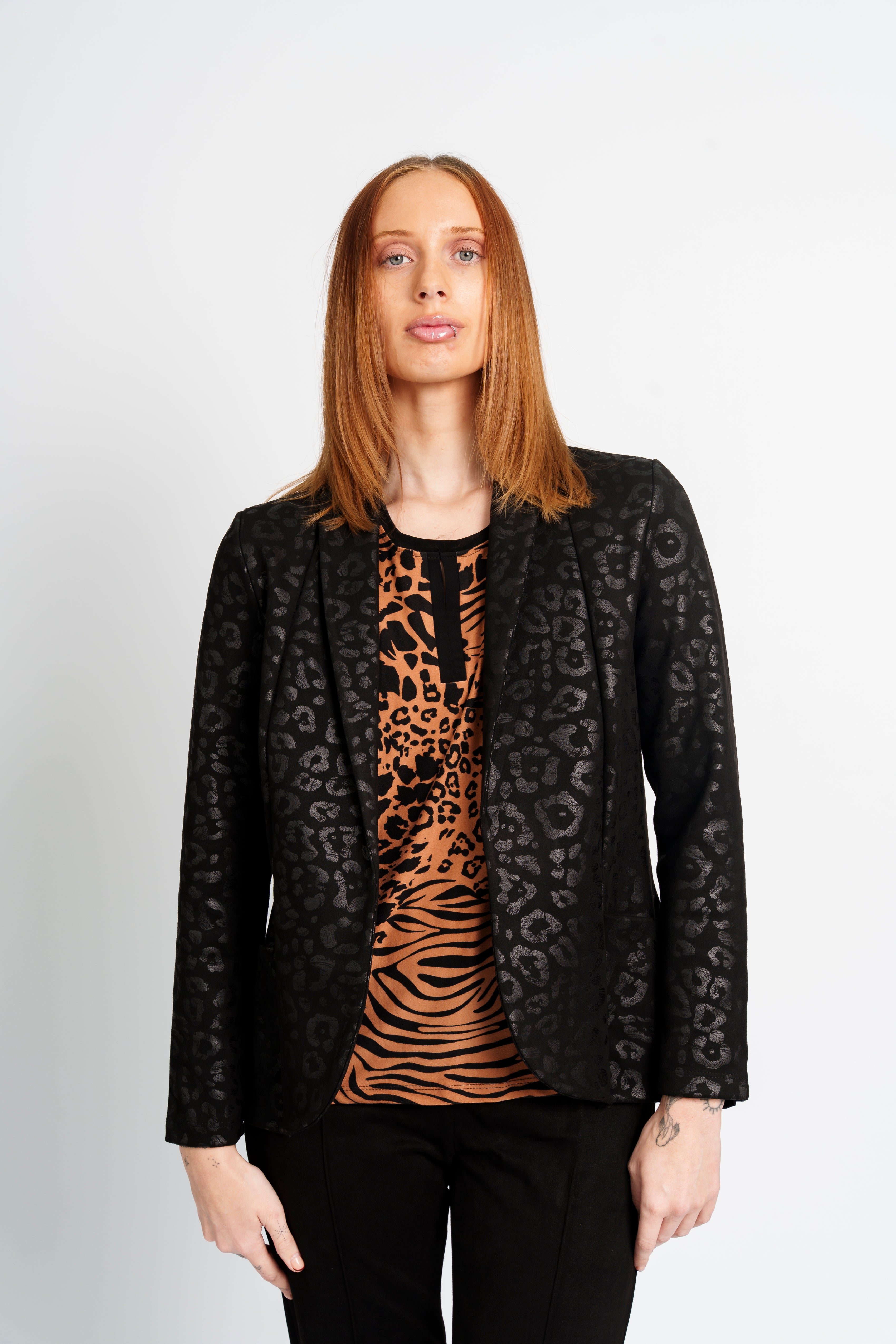 blazer animal print sued foil