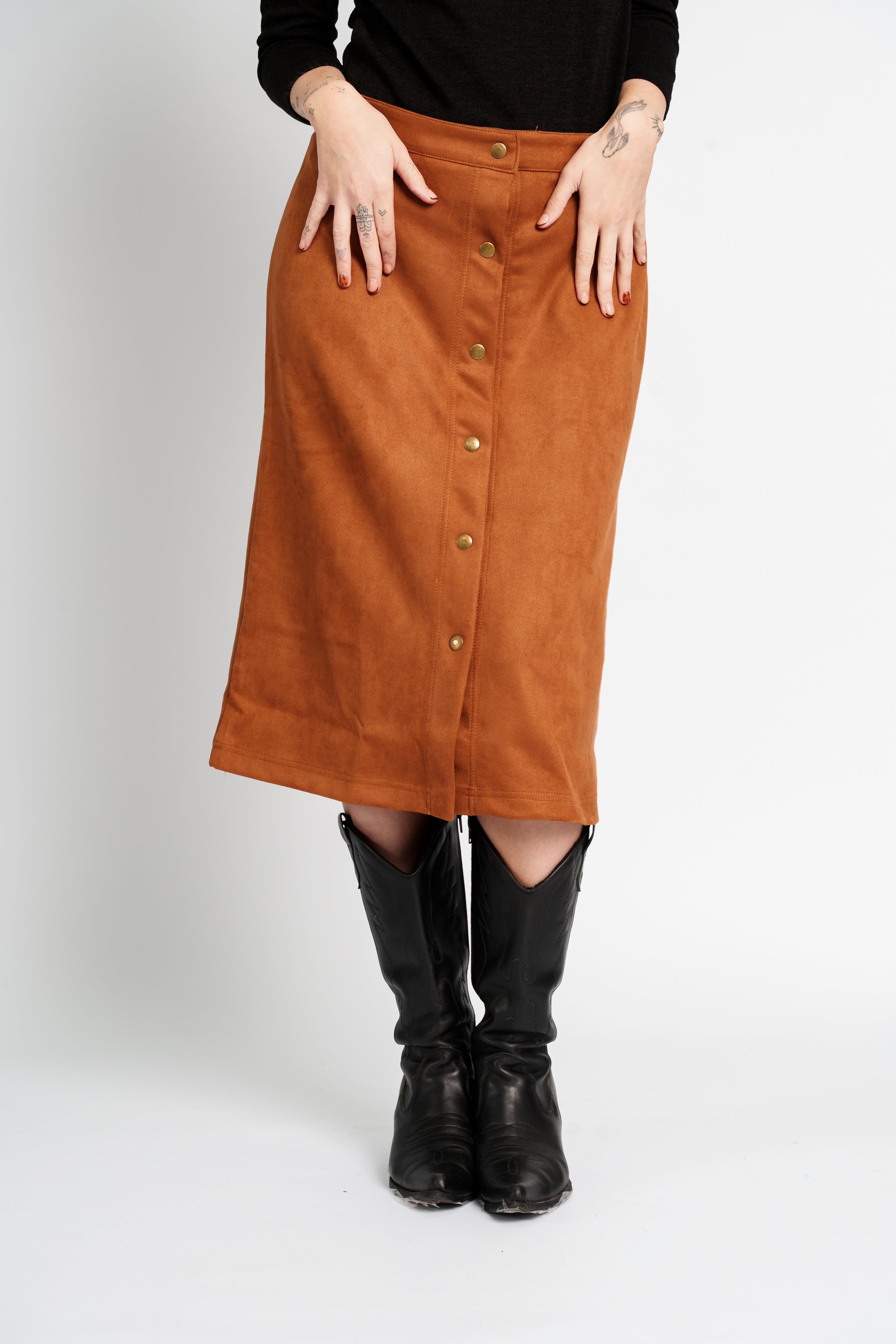 Falda gamuza broches