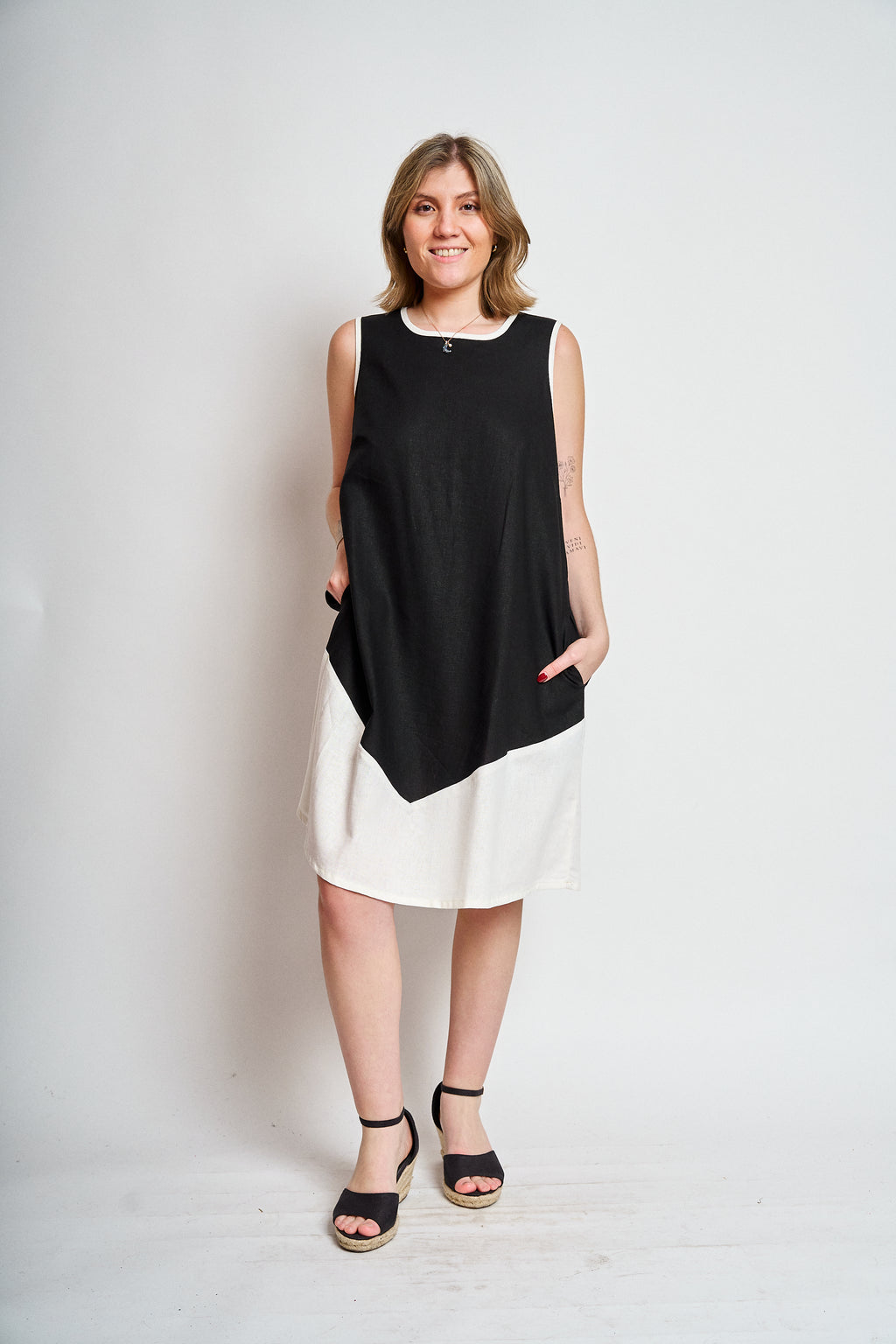 Vestido Lino bicolor