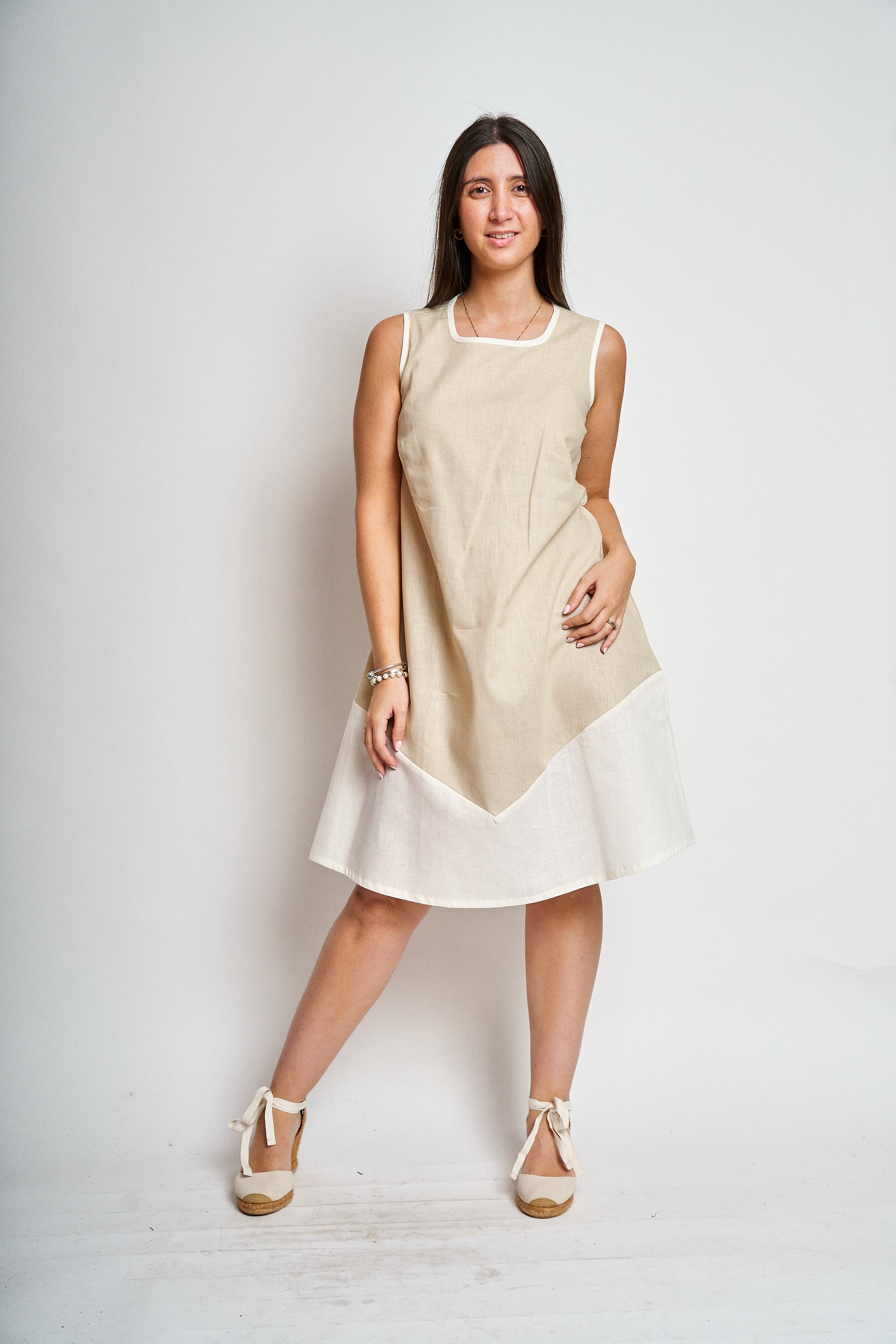 Vestido Lino bicolor