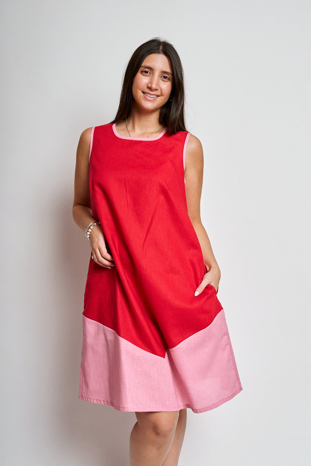 Vestido Lino bicolor