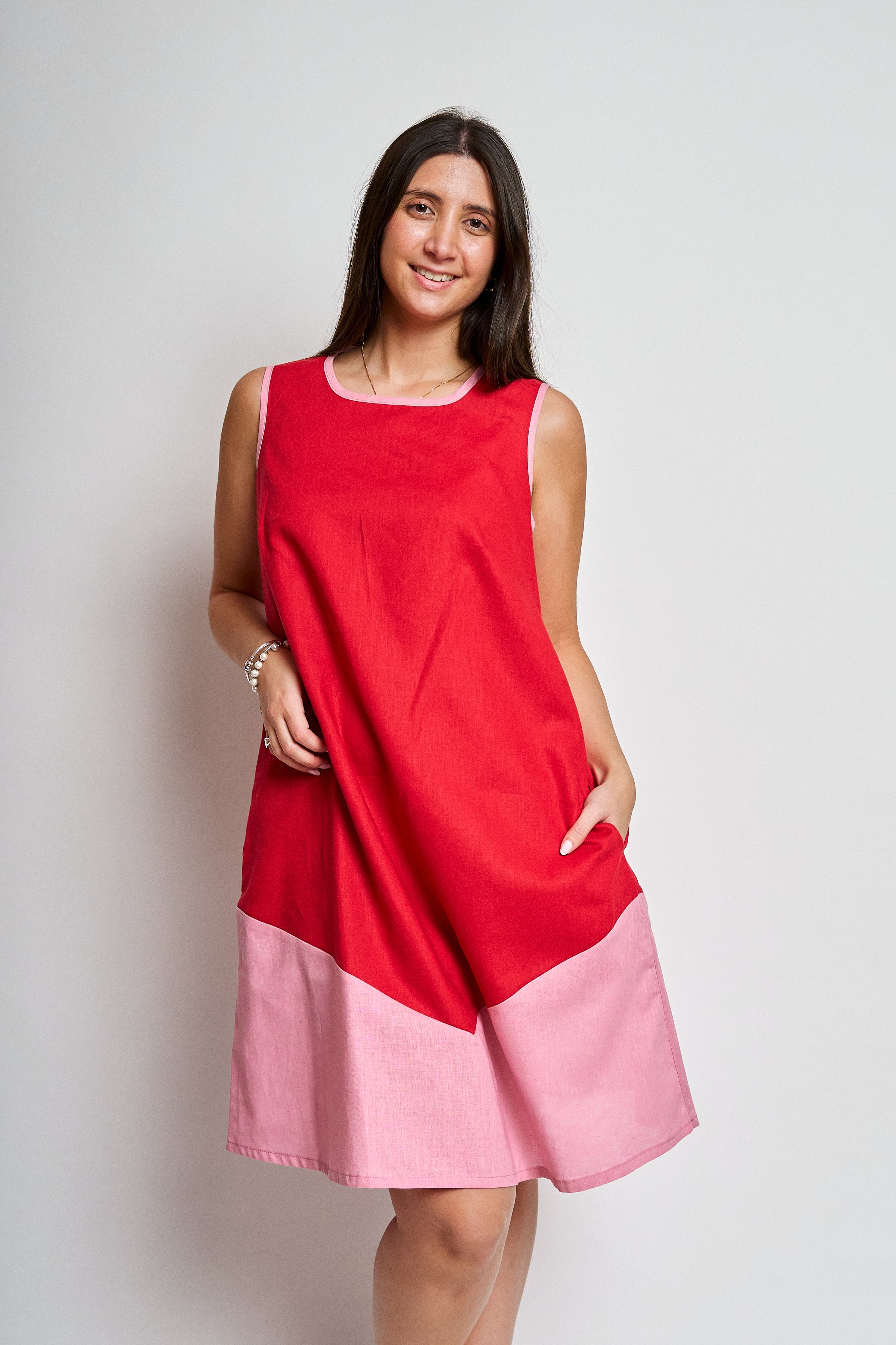 Vestido Lino bicolor