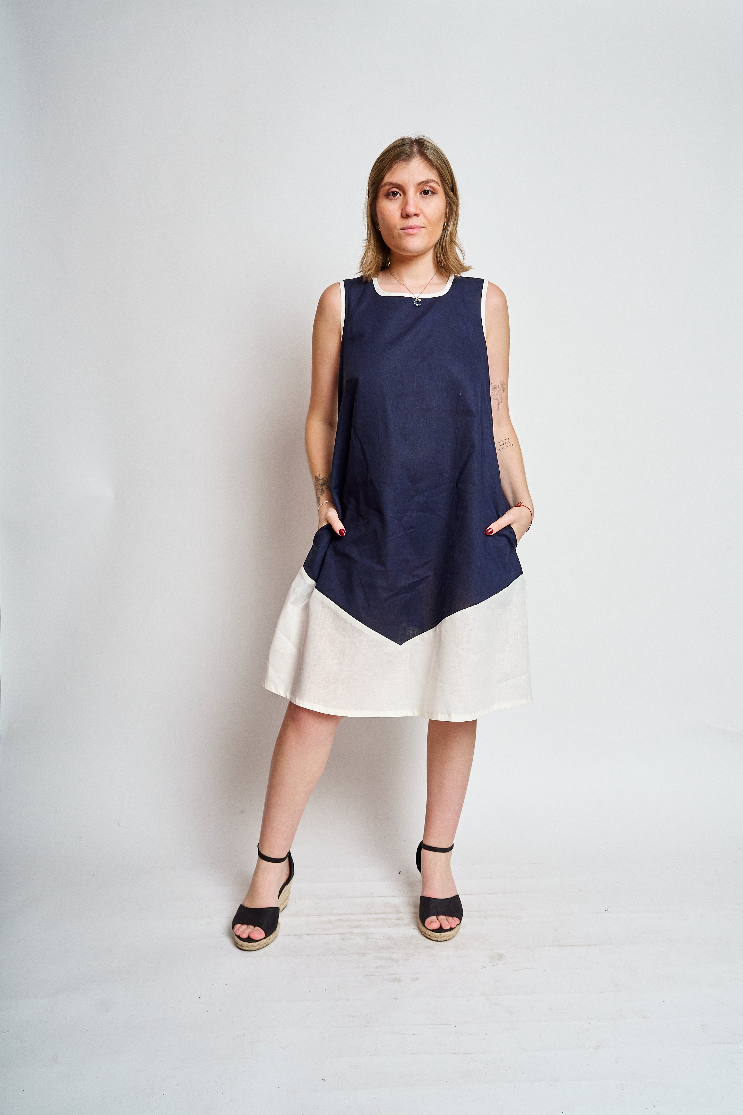 Vestido Lino bicolor