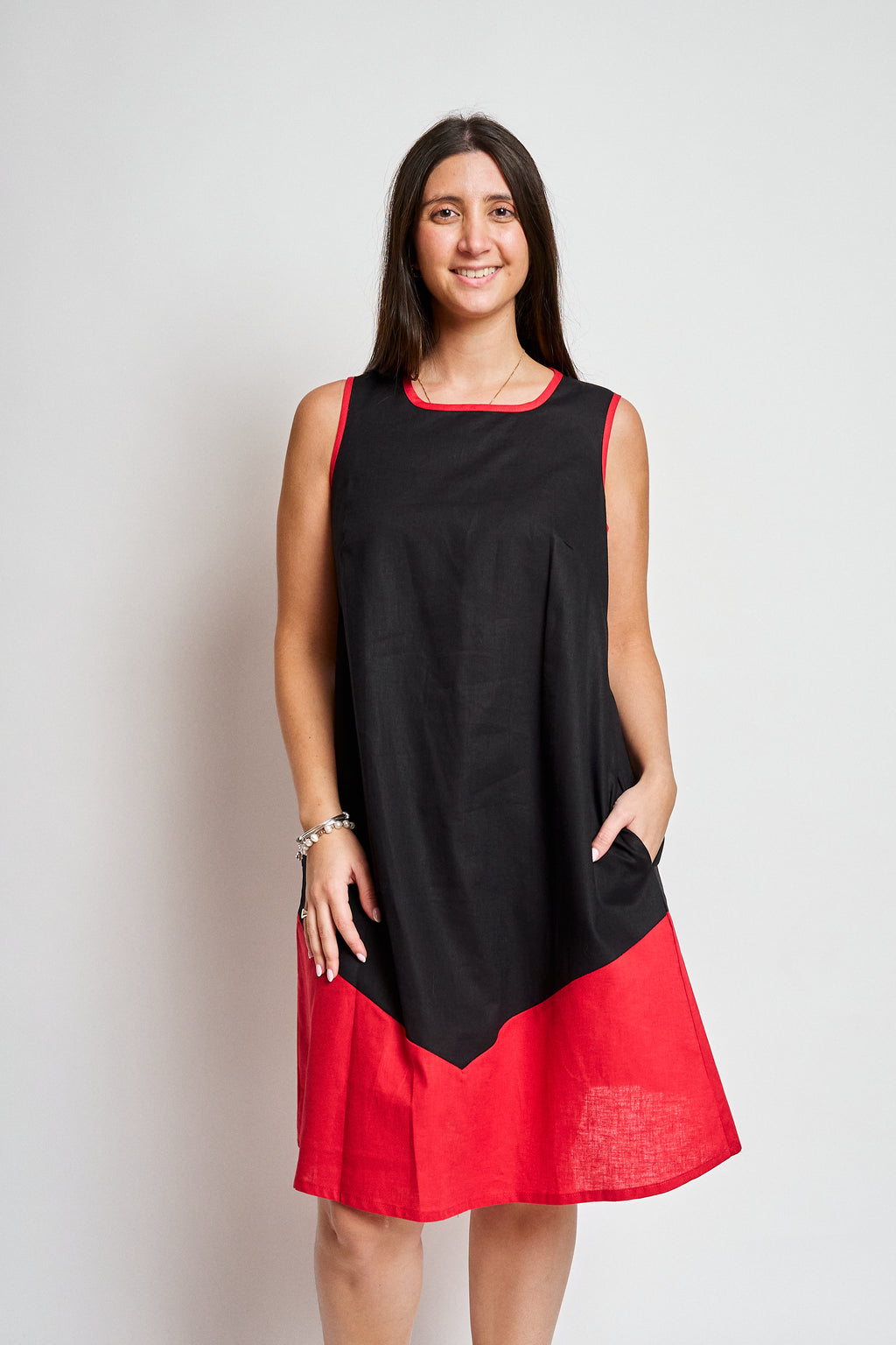 Vestido Lino bicolor