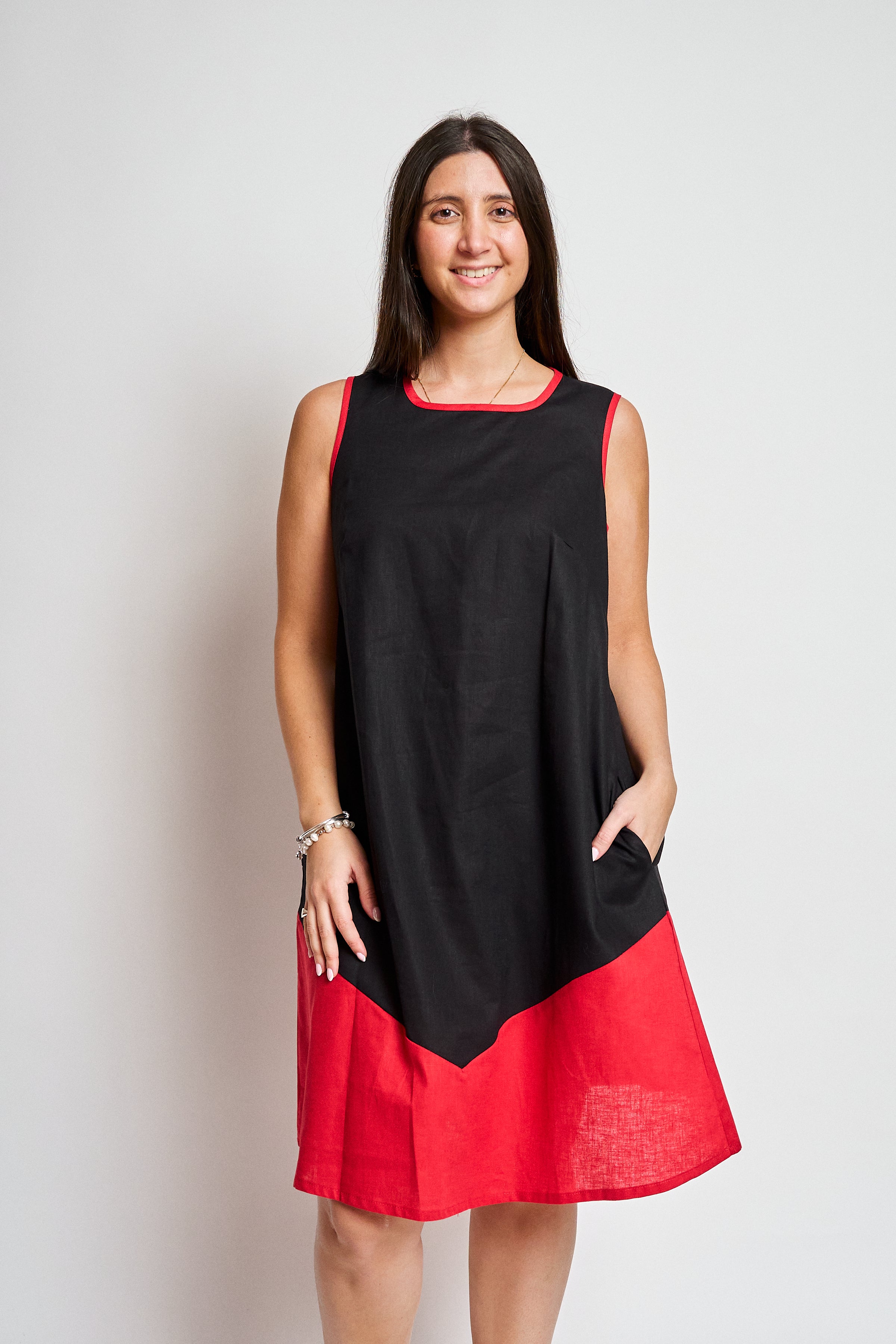 Vestido Lino bicolor