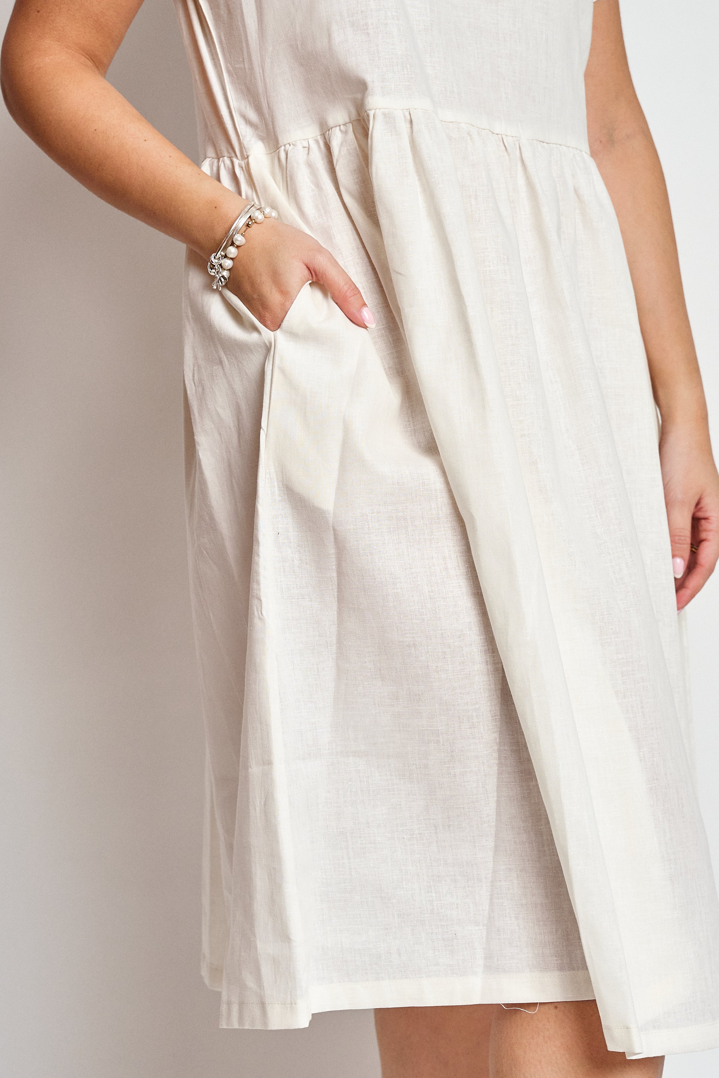 Vestido lino manga reglan