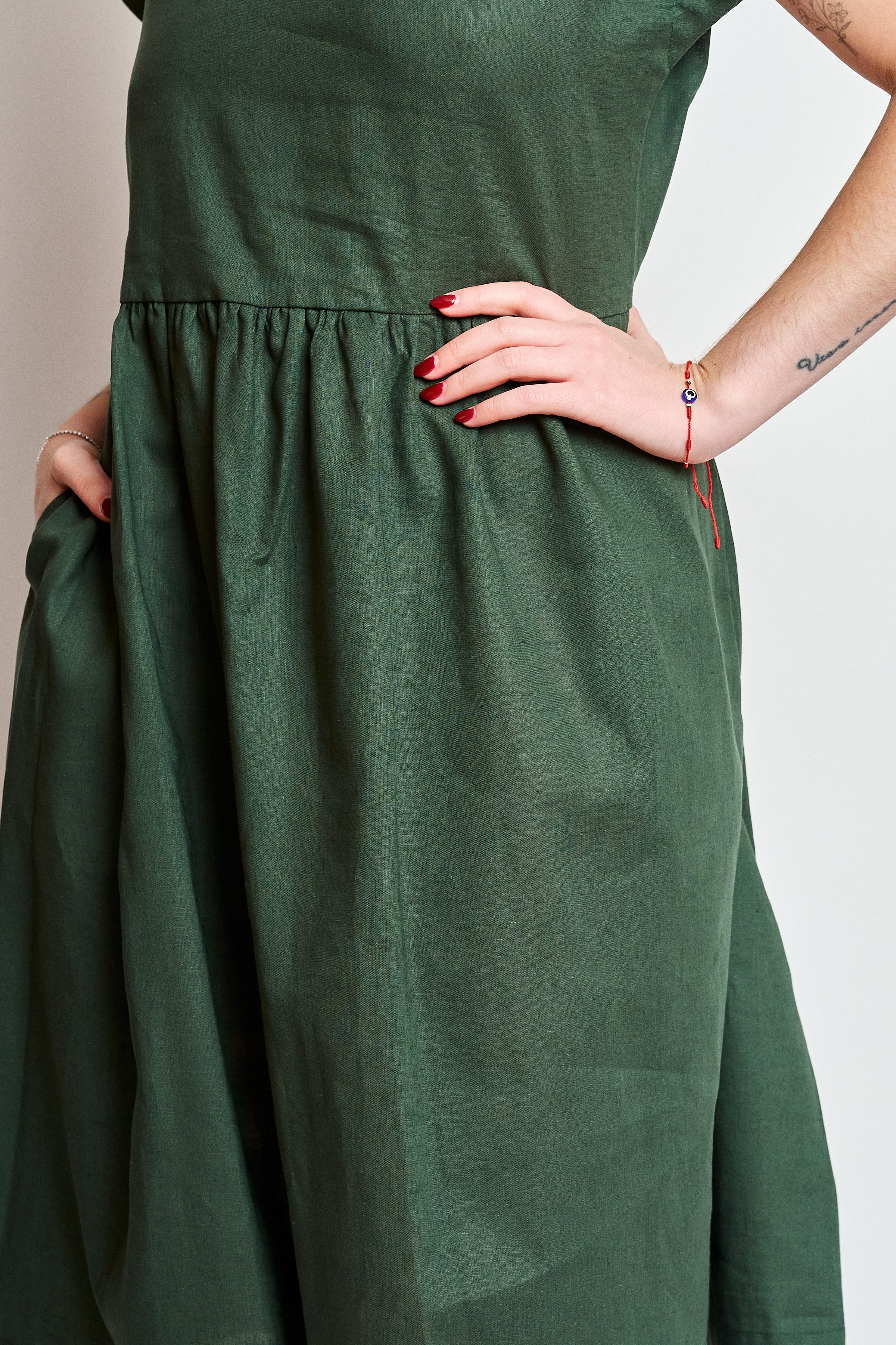 Vestido lino manga reglan