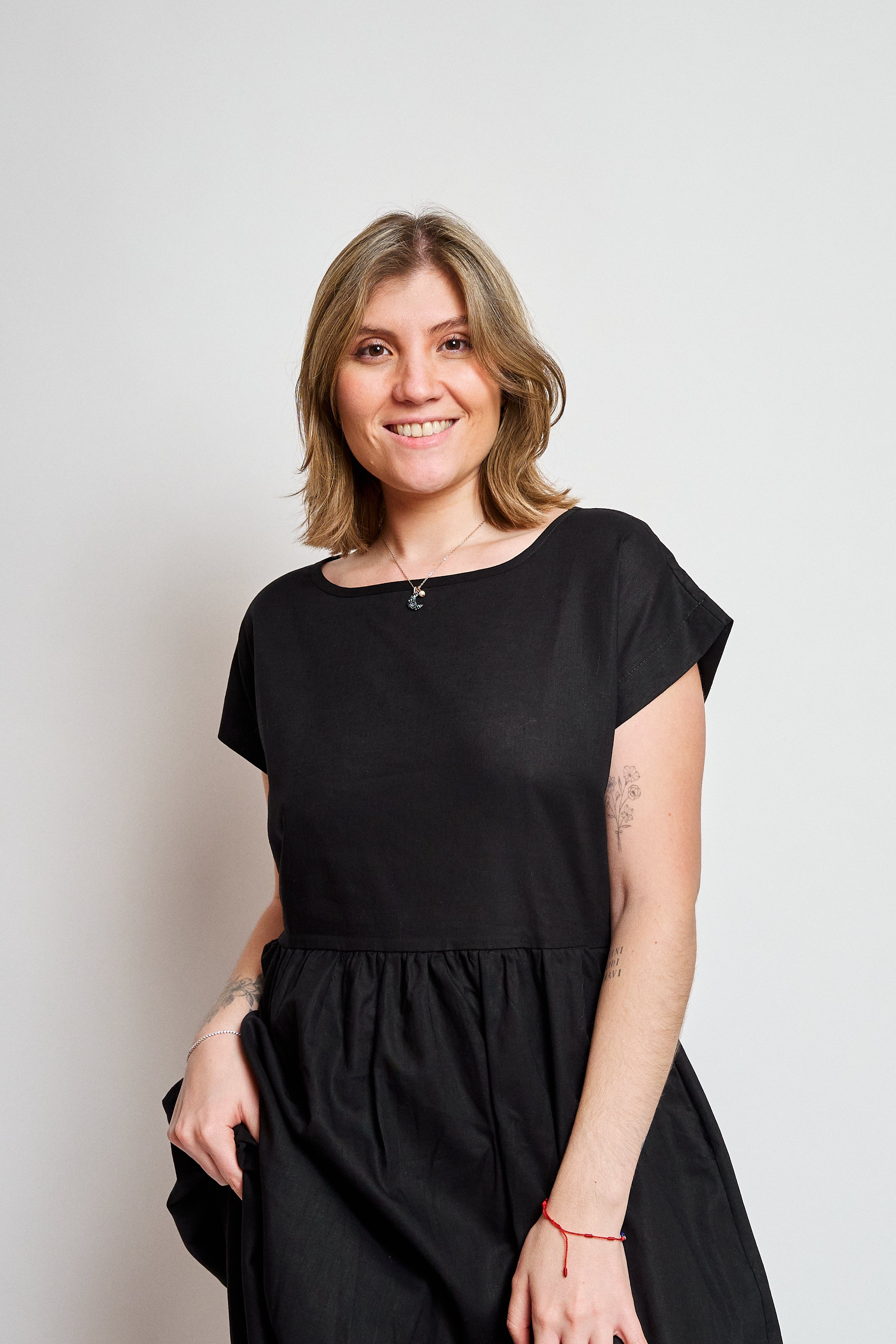 Vestido lino manga reglan