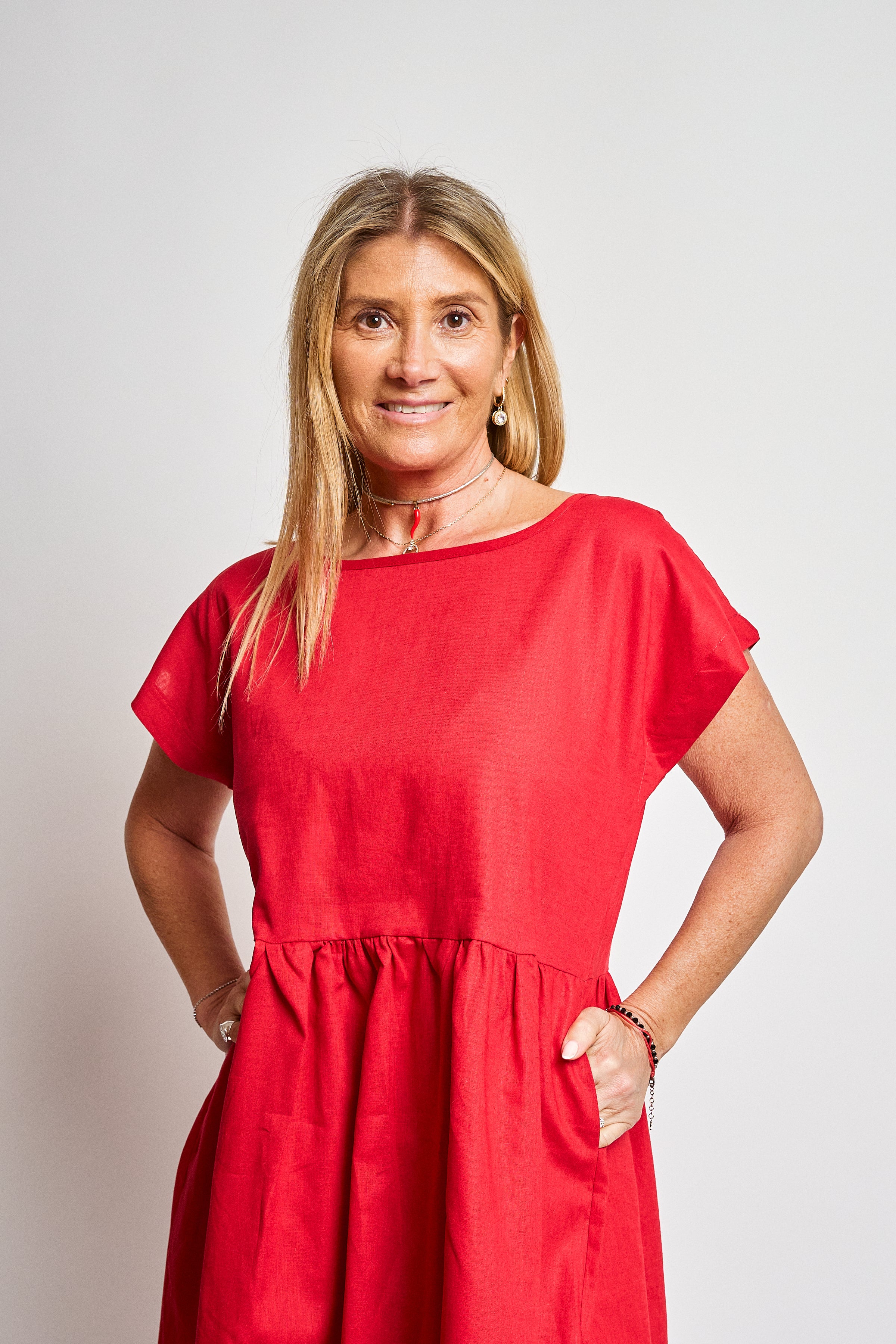 Vestido lino manga reglan