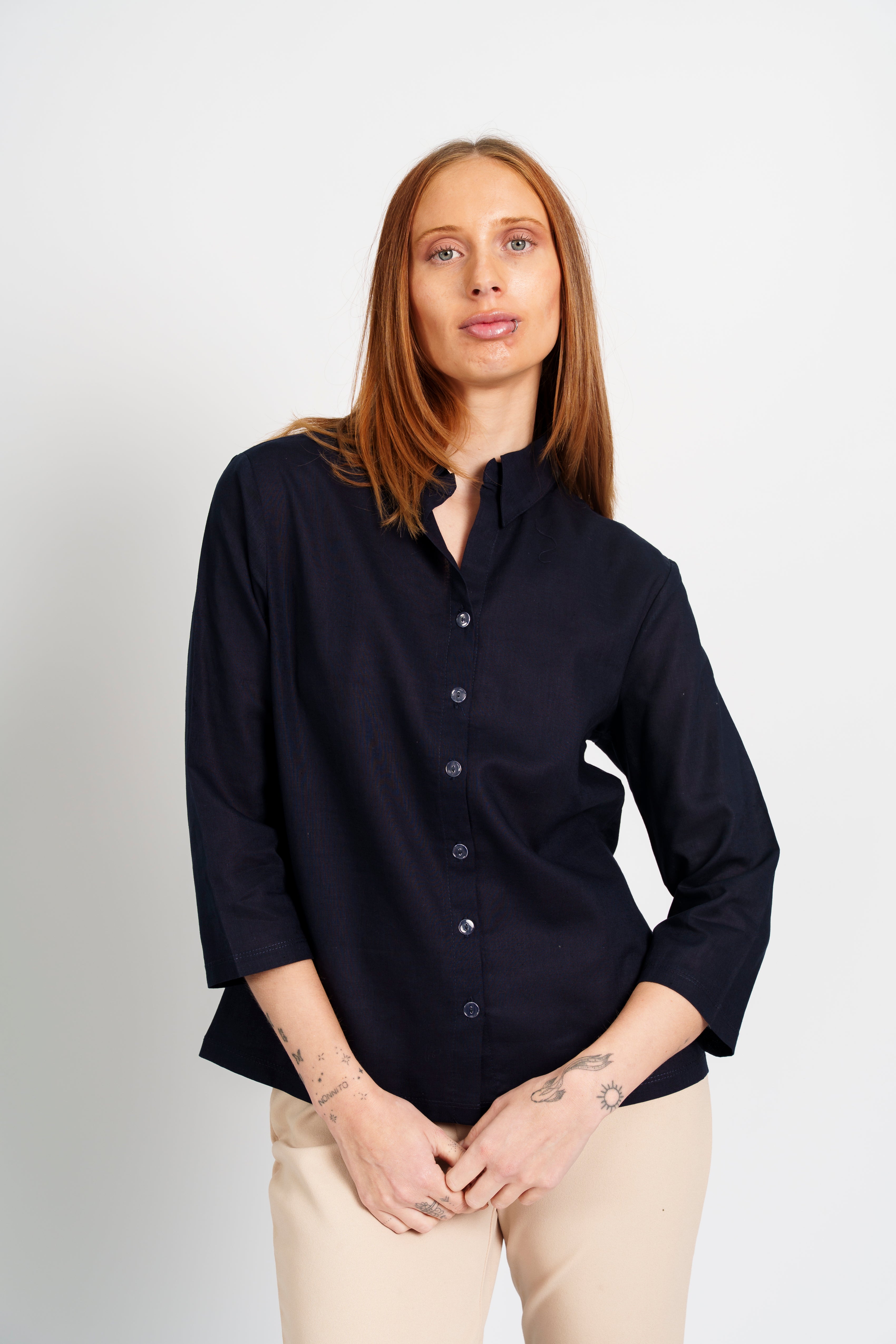 Blusa Lino entallada manga 3/4