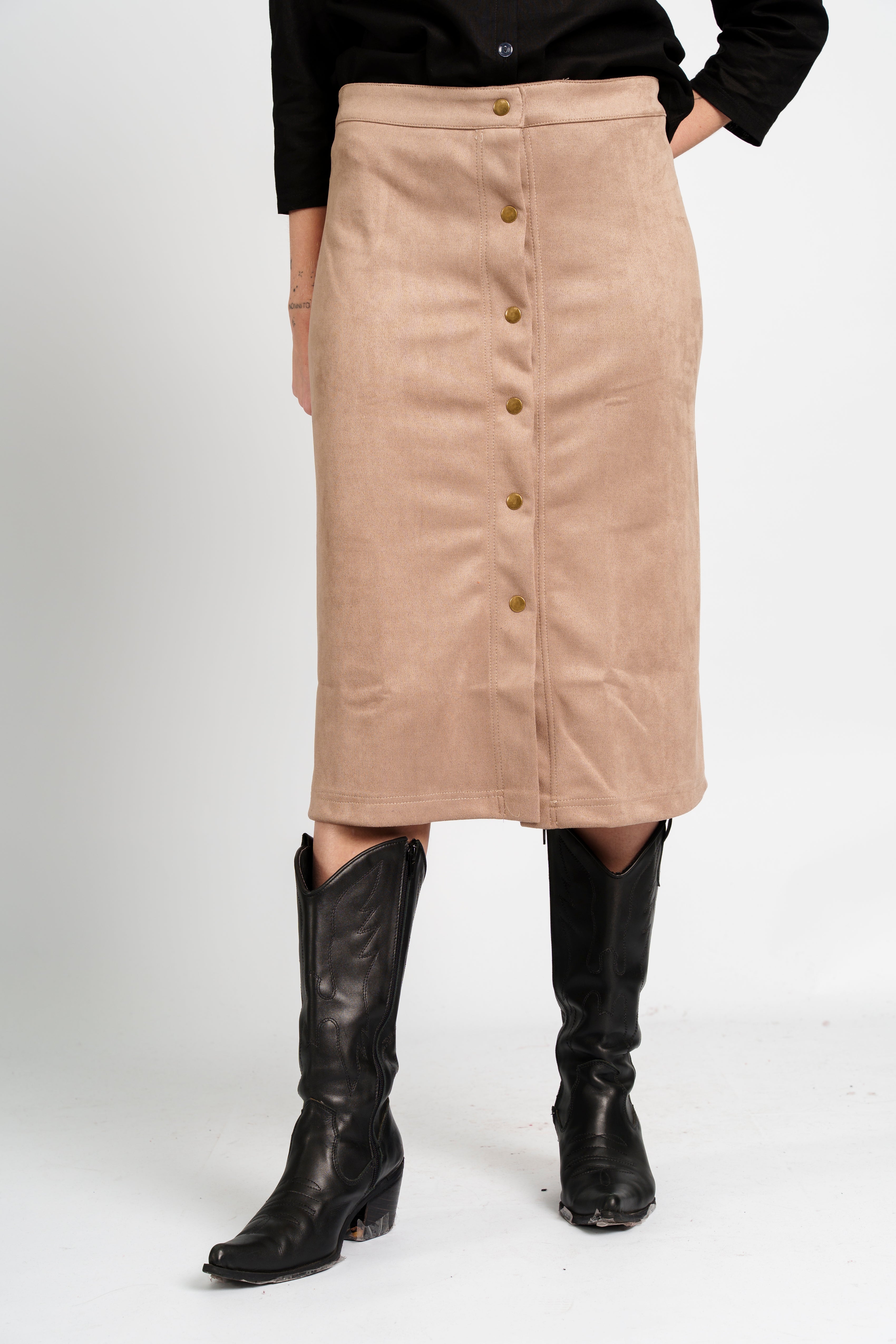 Falda gamuza broches