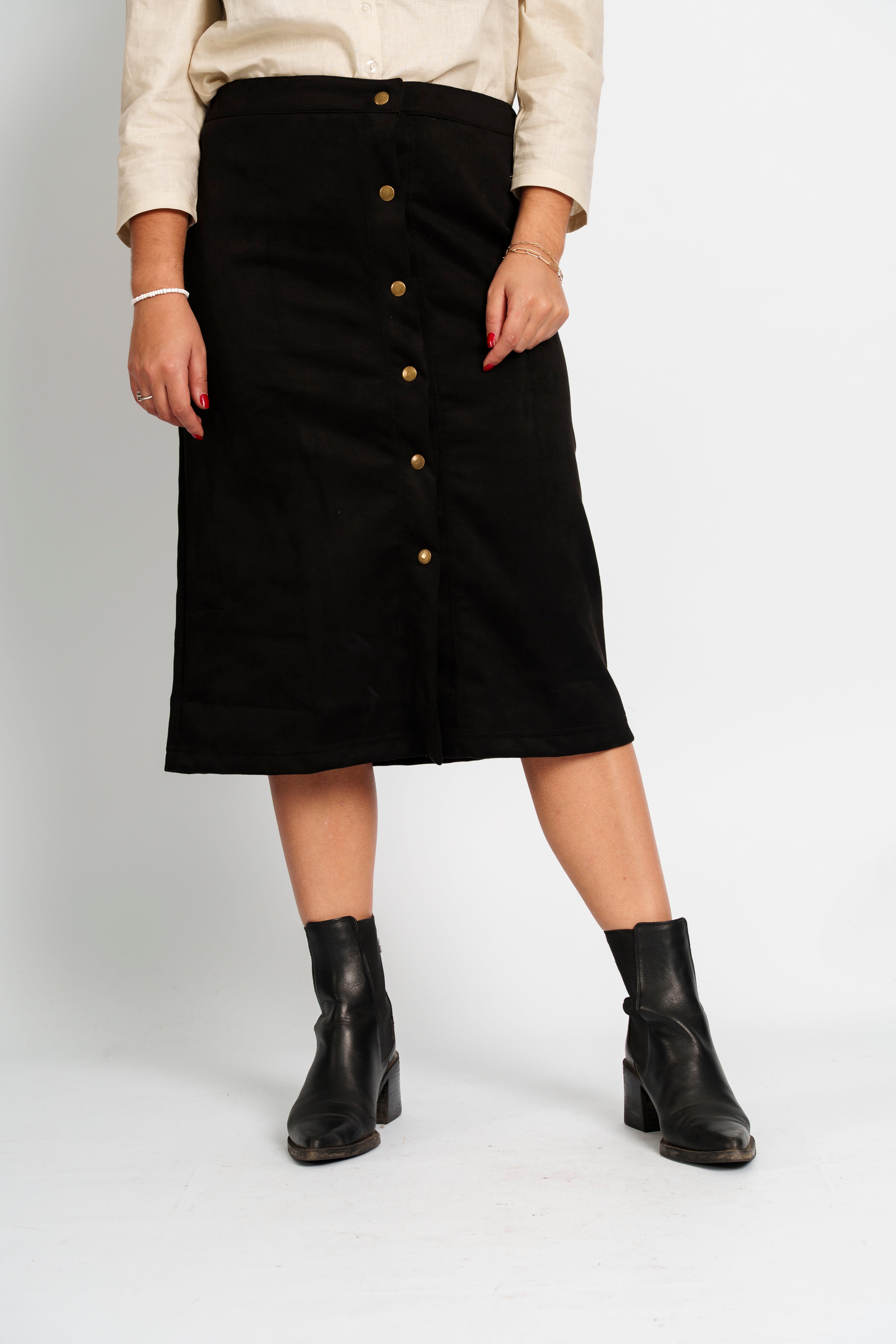 Falda gamuza broches