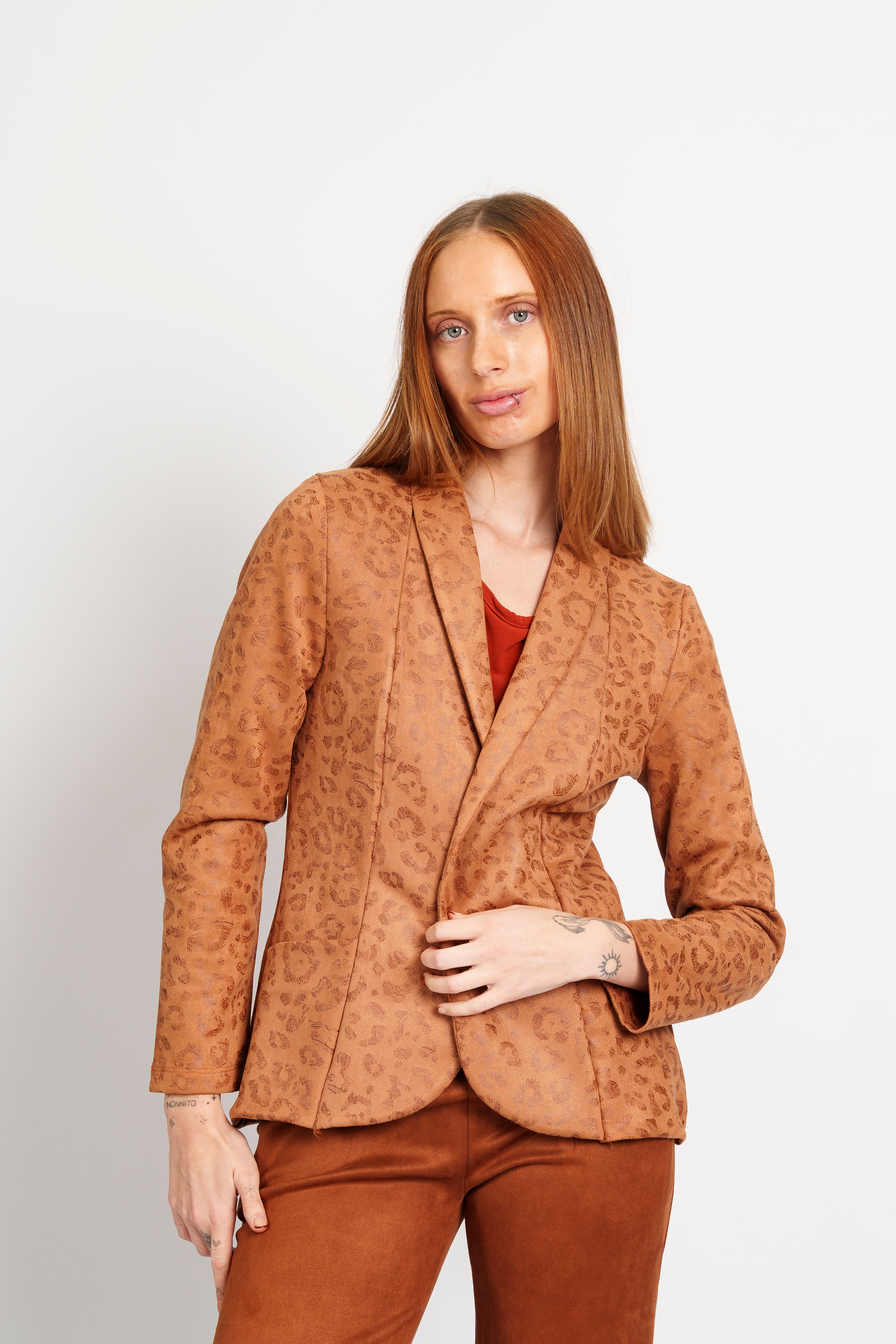 blazer animal print sued foil