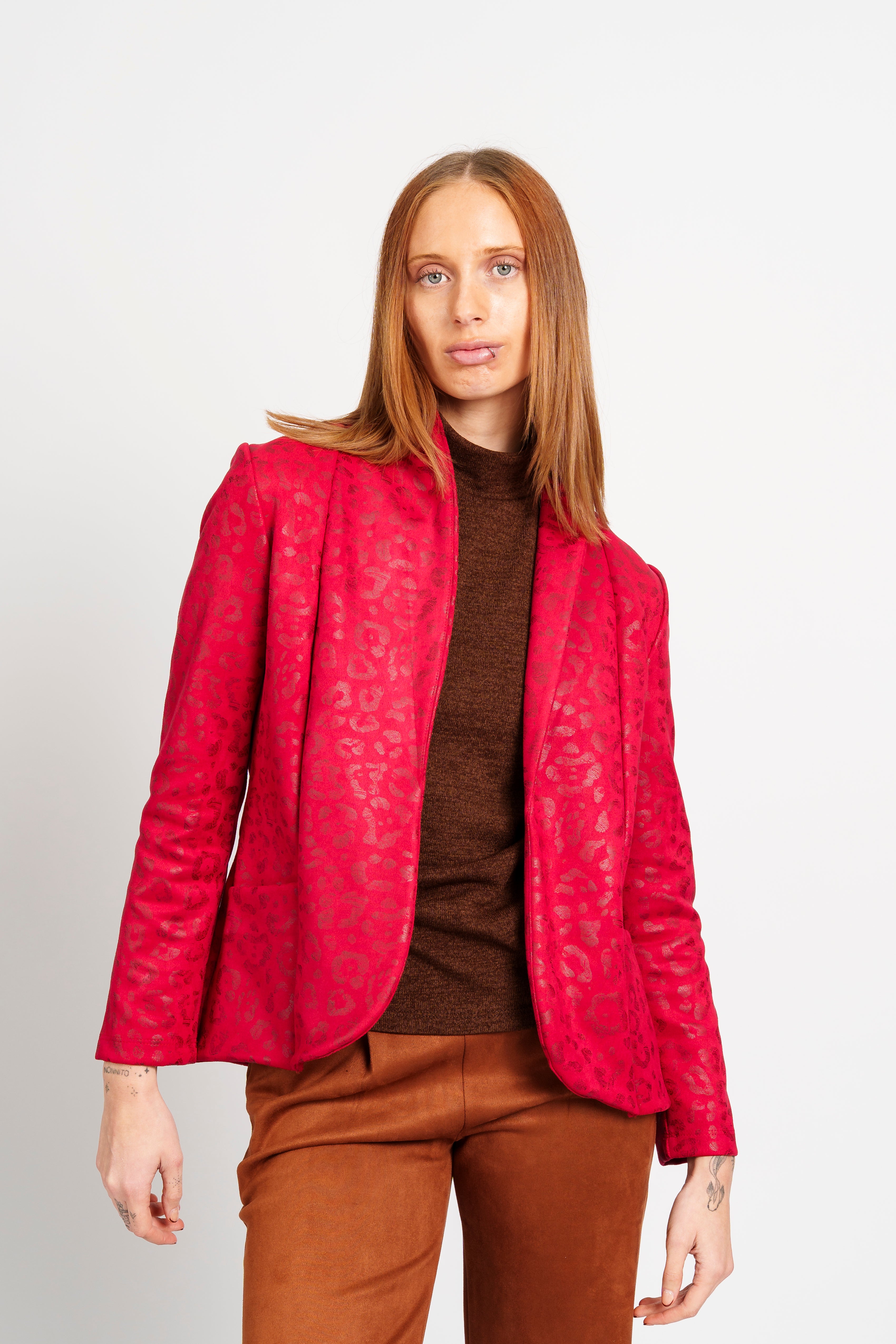 blazer animal print sued foil