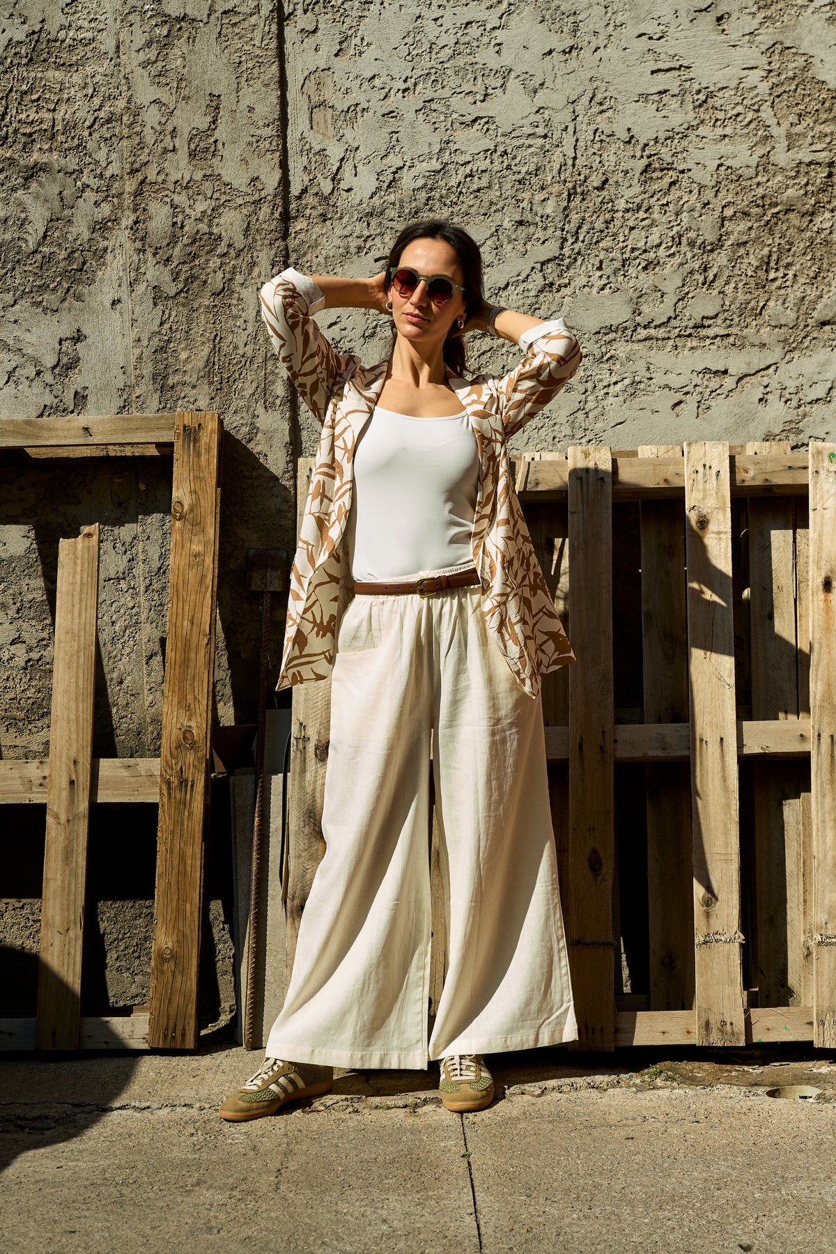 Pantalon palazo lino Caída
