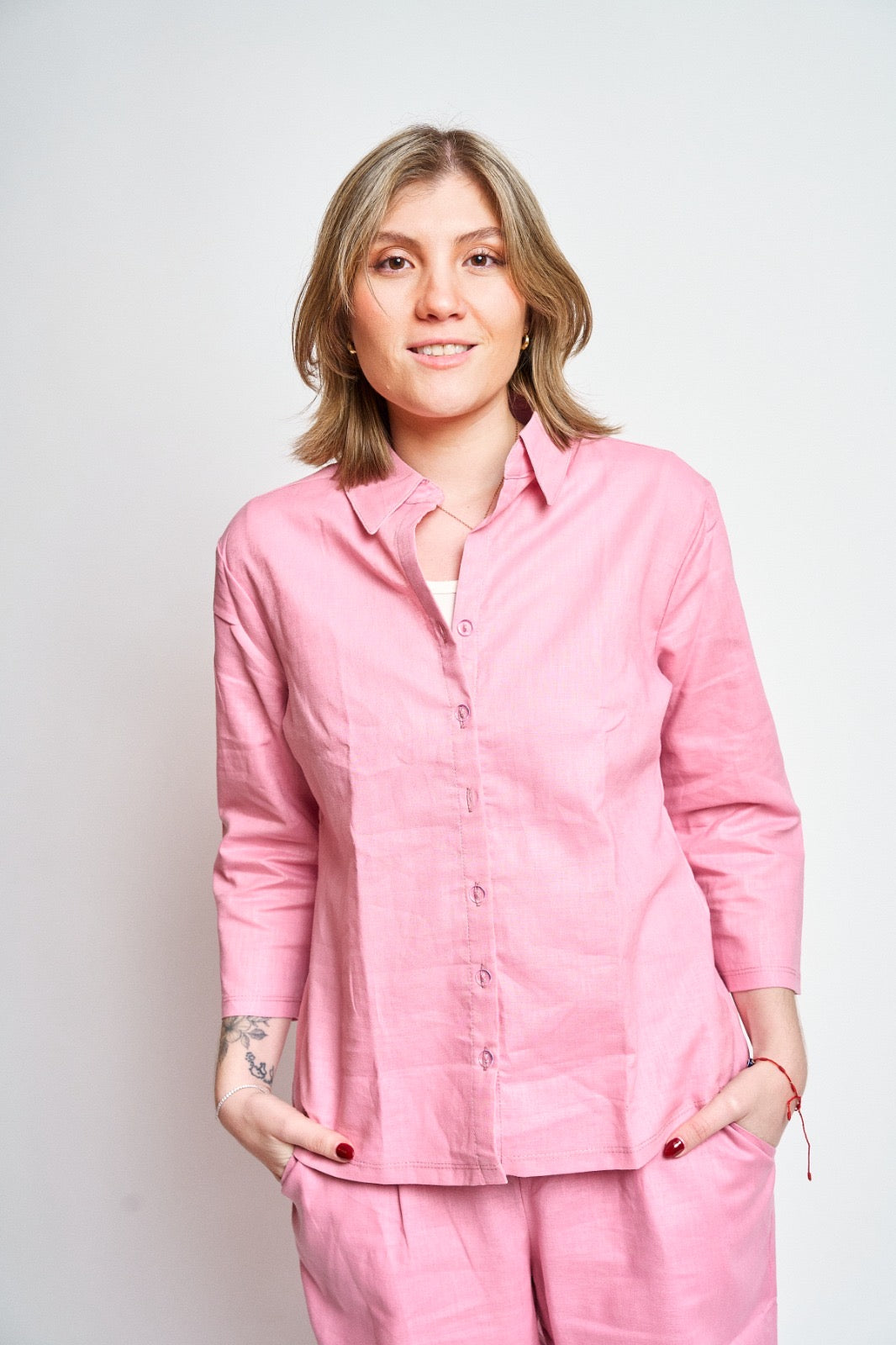 Blusa Lino entallada manga 3/4